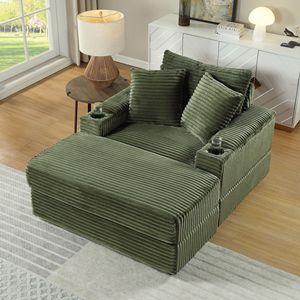 Divano Profondo e Confortevole con 2 Cuscini Decorativi e Pouf per Soggiorno - Product Image 5