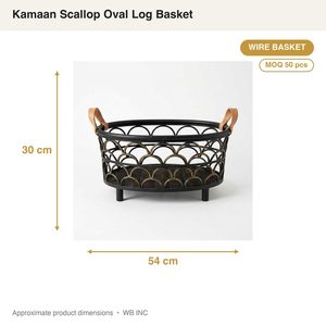 Handmade 54 cm Black Antique Brass Iron Wire Basket Scallop Oval <b>Log</b> Format for Home Decor Hotel Wedding-Kamaan - Product Image 3
