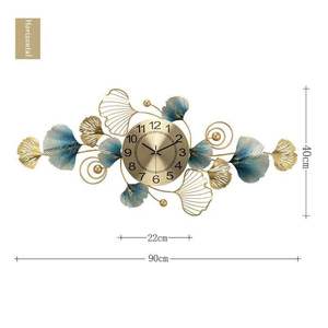 Reloj de Pared con Hojas de Ginkgo Multicolores para Sala de Estar, Pasillo y Dormitorio, Decoración Metálica Elegante para el Hogar y Regalo de Boda - Product Image 5