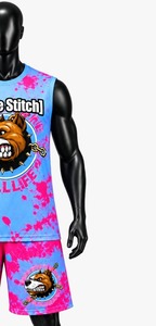 <b>White</b> Stitch Women's Basketball Jersey Set <b>Tie</b> Dye Cartoon Dog Print Sleeveless Crew Neck Tank <b>Top</b> Shorts Breathable - Product Image 4