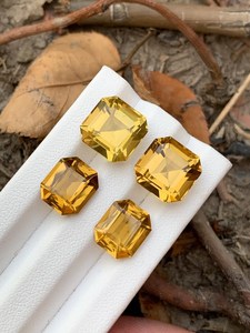 Pierre précieuse en citrine naturelle, coupe émeraude, origine brésilienne, cristal jaune, pierre en vrac pour la fabrication de bijoux, pendentif, bague - Product Image 3