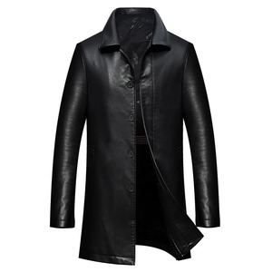 Disponible en stock automne hiver nouveaux hommes dans le long cuir belle atmosphère affaires décontracté avec trench-coat en cuir - Product Image 6