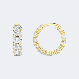 Boucles d'oreilles créoles serties de diamants ovales 4.00CTW - Product Image 6