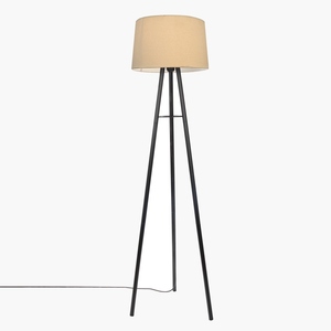 Lámpara de Pie Moderna con Trípode Metálico y Pantalla de Tela, Lámpara de Pie Contemporánea para Sala de Estar, Dormitorio, Decoración de Hotel, Minimalista, Negra - Product Image 1