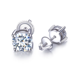 Boucles d'oreilles rondes en or blanc pour femmes, diamants de couleur D, certifiés IGI, style classique de fiançailles - Product Image 6