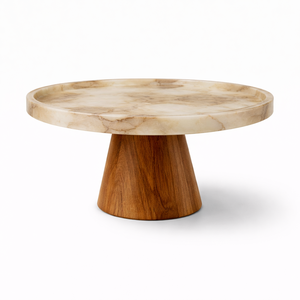 Base para Pastel de Resina Verde con Base de Madera, Plato Redondo Elegante para Servir en Bodas, Fiestas y Decoración del Hogar, Base para Pastel Única - Product Image 5