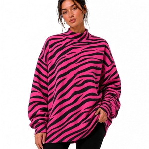 Sudadera extragrande de cuello alto para mujer, con estampado de camuflaje, manga larga, tejida, estilo otoñal, con bolsillos. - Product Image 3