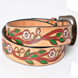Por encargo de alta calidad de los hombres de moda occidental de cuero herramientas cinturón floral grabado latón hebilla cinturón de vaquero - Product Image 3