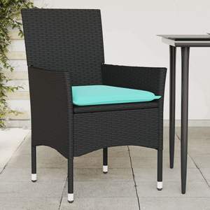 2 chaises de patio en polyrotin noir avec coussins, ensemble de meubles de patio - Product Image 1