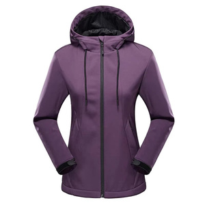 Veste softshell à capuche pour homme et femme, doublée de polaire, coupe-vent, résistante à l'eau, manteau d'extérieur noir, gris, olive, violet, personnalisable OEM - Product Image 2