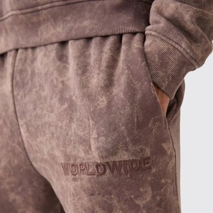OEM Loose Fit Cotton <b>Tracksuit</b> Embossed Print Acid Wash Custom Design Soft Jogger Set Comfortable Streetwear Clothing - Product Image 2