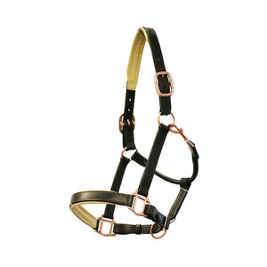 Harnais de cheval en cuir noir avec boucles dorées et sangles réglables pour l'équitation - Product Image 4