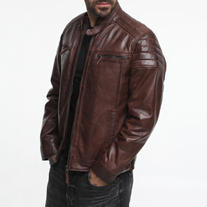 Men's Premium Quality Vintage <b>Winter</b> <b>Leather</b> <b>Jacket</b> with Zipper Closure Stand Collar Custom Sizes Available Best Sale - Product Image 4
