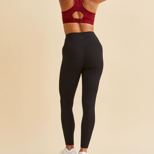 Leggings taille haute sans couture pour femme, longs, noirs, tricotés, extensibles, pour le sport et le yoga, toutes saisons - Product Image 2