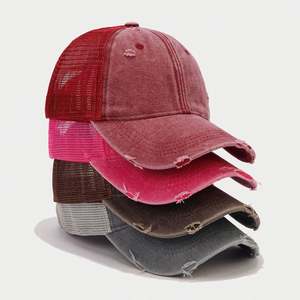 Gorra de Béisbol Deportiva de Malla de Algodón Desgastada, Estilo Dad Hat, Tendencia Verano 2024 - Product Image 1