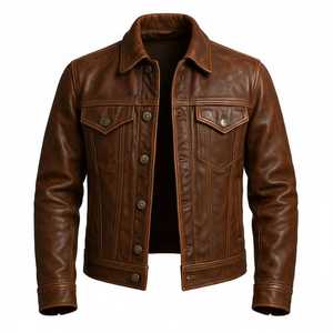 Veste en cuir pour homme, véritable peau d'agneau, style classique vintage, vestes en cuir pour hommes - Product Image 2
