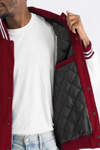 New Style Custom Men's Versity <b>Jacket</b> with Stand Collar Canvas Fabric <b>Waterproof</b> & Breathable Wholesale Varsity <b>Jacket</b> Fleece - Product Image 3