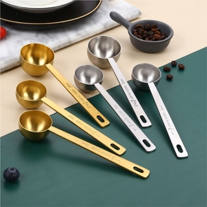 Elegant Wooden Handle Stainless Steel <b>Measuring</b> Spoon Set, 5 Piece Professional Kitchen Baking <b>Tools</b>, Durable Metal Scoop Set - Product Image 5