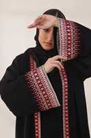 Robe longue modeste à manches longues, Abaya arabe en tissu crêpe tricoté, imprimé décoratif décontracté, robe Abaya florale pour femmes musulmanes, robe de mariage