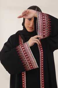 Long Sleeve Modest Dress Arab <b>Abaya</b> Crepe Knitted Fabric Casual Decorated Print Muslim Ladies Floral Wedding <b>Abaya</b> Dress - Product Image 5