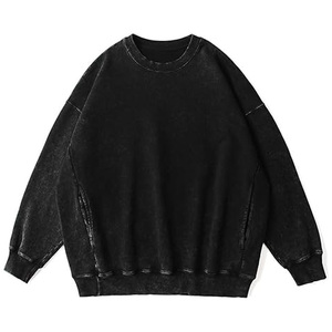Sudadera de punto de poliéster negra lisa con cuello alto, hombros caídos y manga larga, estampada, antiencogimiento, de talla grande para mujer, ideal para otoño. - Product Image 3