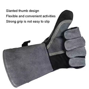 Guantes de Soldadura de Cuero Vacuno al por Mayor con Puño de Seguridad, Palma y Pulgar Reforzados, Impermeables, Ignífugos, Antideslizantes y Compatibles con Pantallas Táctiles para Mano y Brazo - Product Image 4