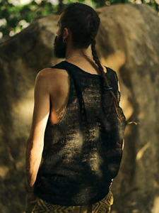 เสื้อกั๊กผู้ชายทำด้วยมือสีเขียวมะกอกหิมาลัยเสื้อแขนกุดกัญชาเสื้อลำลองออร์แกนิกเป็นมิตรกับสิ่งแวดล้อมสำหรับฤดูร้อน - Product Image 4