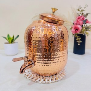 Luxury Copper <b>Water</b> Dispenser Hammered Finish Copper Beverage <b>Container</b> Manufacturer India - Product Image 1