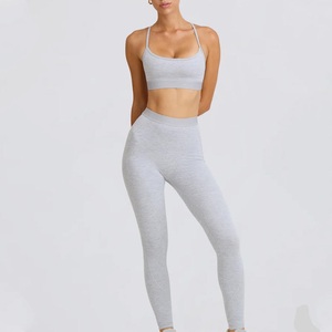 Conjunto de Yoga para Mujer, Leggings de Cintura Alta, Top Corto con Tirantes Finos, 2 Piezas, Ropa Deportiva Sólida de Longitud Completa - Product Image 2