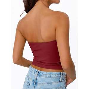 Encuentra tops cortos sin tirantes similares para mujer, lindos vestidos casuales de verano sin mangas tipo bandeau - Product Image 6