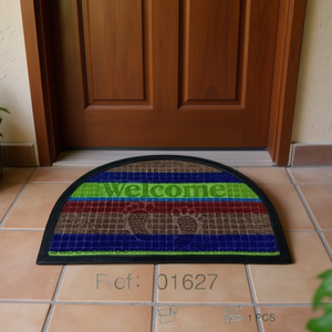 Tappeti Zerbino Moderni a Mezzo Cerchio Antiscivolo a Righe 40x60cm in Polipropilene Tuftato, Combinabili per Uso Domestico - Product Image 2