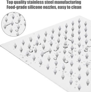 Pommeau de douche effet pluie en acier inoxydable SUS304, bras d'extension de 15 pouces, haute pression, ensemble de douche carré ultra-mince, finition chromée simple - Product Image 4