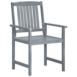Ensemble de 8 chaises de patio durables en bois d'acacia massif, couleur gris, mobilier de jardin standard - Product Image 4