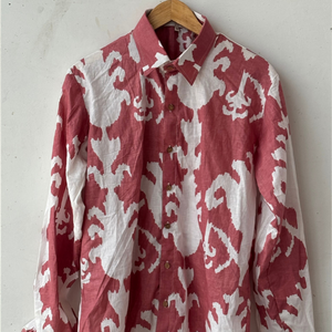 Camisa Casual con Estampado Floral para Mujer, Hecha a Mano con Tela de Algodón Suave, Cuello con Botones, Transpirable, para Verano, Roja y Blanca, en Oferta - Product Image 1