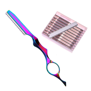 Custom Logo Multi Color Plasma Coating <b>Barber</b> Hair Texturizing Razor Salon Manual Hairdressing Thinning Cutting Razors - Product Image 1