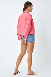 Vestes décontractées pour femmes, coupe ajustée, col rabattu, en jean, personnalisables, vente en gros - Product Image 3