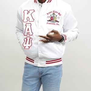 Veste en satin personnalisée pour homme - Bomber universitaire avec lettres grecques - Product Image 3