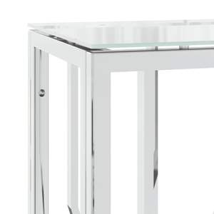 Table console en acier inoxydable argenté avec plateau en verre trempé - Product Image 5