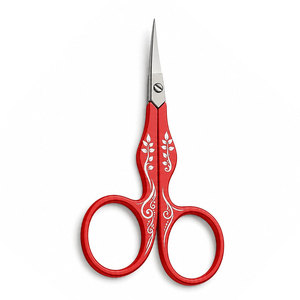 CISEAUX DE BEAUTÉ SHEARS BEAUTY, manche en céramique rouge, acier inoxydable, ciseaux à sourcils, lame droite et aiguisée, outil de beauté et de toilettage, pour droitiers - Product Image 1