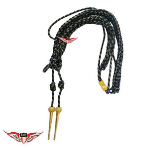 Aiguillette de parade bleu marine tressée, cordon d'épaule bleu marine avec pointe dorée métallique - Product Image 2