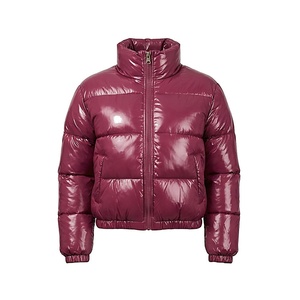 Hooded Quilted Waterproof <b>Bubble</b> Jacket Black Full Sleeve Winter Windproof Cotton Shell Knitted Fabric Polyester Filling Stand - Product Image 1