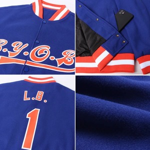 Royal Orange <b>White</b> Custom Varsity <b>Jacket</b> Full Snap Button Wool Polyester Blend Letterman Bomber <b>Jacket</b> for <b>Men</b> and Women - Product Image 5