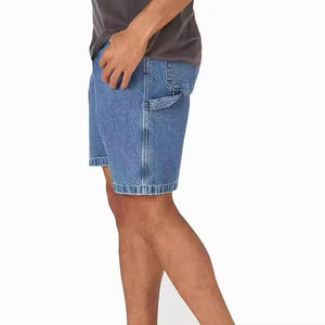 Men's Mid Waist Solid Color Denim Bermuda Shorts <b>Button</b> <b>Fly</b> Casual Ripped Breathable Silk Screen Printed Quick Dry Windproof - Product Image 2