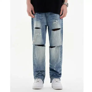 Baggy Hip Hop Style Denim <b>Jeans</b> Pant Unisex Lightweight Washed Durable Men's <b>Paper</b> <b>Bag</b> Waist Mid Rise Winter <b>Jeans</b> Pants - Product Image 6