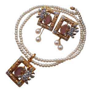 Juego de Collar y Aretes de Latón Kundan de 3 Piezas, Diseño Personalizado de Alta Calidad, Conjuntos de Joyería Tradicional de Moda para Mujer - Product Image 1