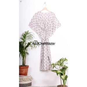 Vestido Kaftán de Algodón con Estampado Floral Bohemio para Mujer, Estilo Casual para Fiestas Nocturnas, Cintura Natural, Diseño Tejido Ecológico y Lavable - Product Image 2