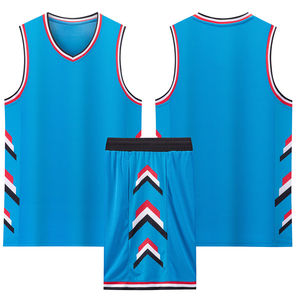 Basketball Uniform Set Sleeveless V-Neck Yellow Blue Striped Moisture Wicking All Seasons Sublimated Print 100% Polyester - Product Image 4