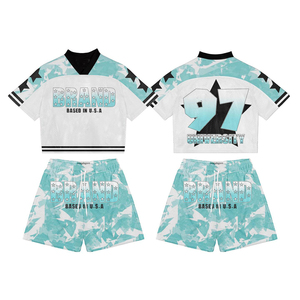 Premium 220 GSM Polyester Mesh Jersey Short <b>Set</b> White Blue Panel Design Custom Sublimation Logo jersey short <b>set</b> for men's - Product Image 3