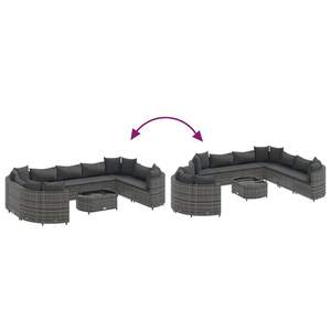 Ensemble de 10 canapés de patio en rotin PE gris, ensemble de jardin 10 pièces - Product Image 6