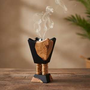 Skill Artisan Eco-Friendly Indian Wooden Resin Pattern Bakhoor Wedding Religious Aromatic Fragrance Durable Resin Incense <b>Burner</b> - Product Image 1